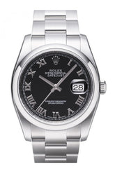 Rolex Datejust 36 Black Roman Dial Mens Watch 116200 / None
